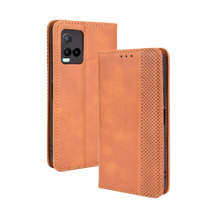 For vivo Y33s / Y21 / Y21s Magnetic Buckle Retro Crazy Horse Texture Horizontal Flip Leather Case with Holder & Card Slots & Photo Frame