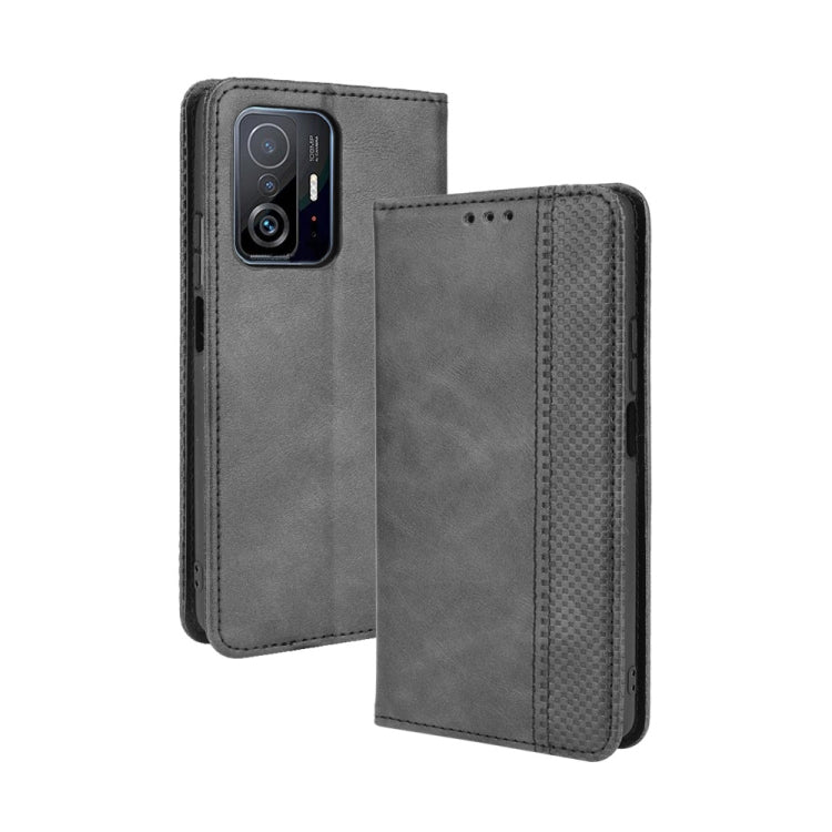 For Xiaomi Mi 11T / 11T Pro Magnetic Buckle Retro Crazy Horse Texture Horizontal Flip Leather Case with Holder & Card Slots & Photo Frame