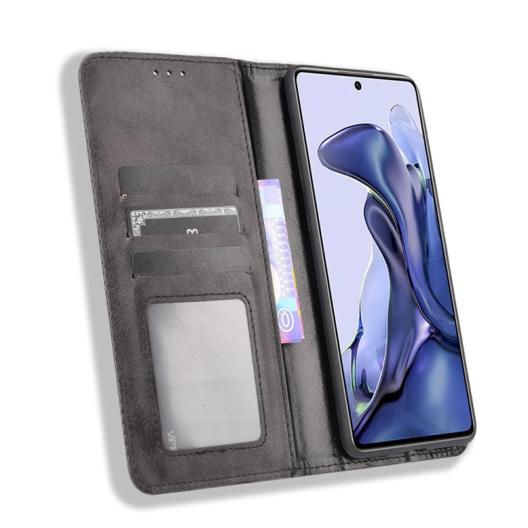 For Xiaomi Mi 11T / 11T Pro Magnetic Buckle Retro Crazy Horse Texture Horizontal Flip Leather Case with Holder & Card Slots & Photo Frame
