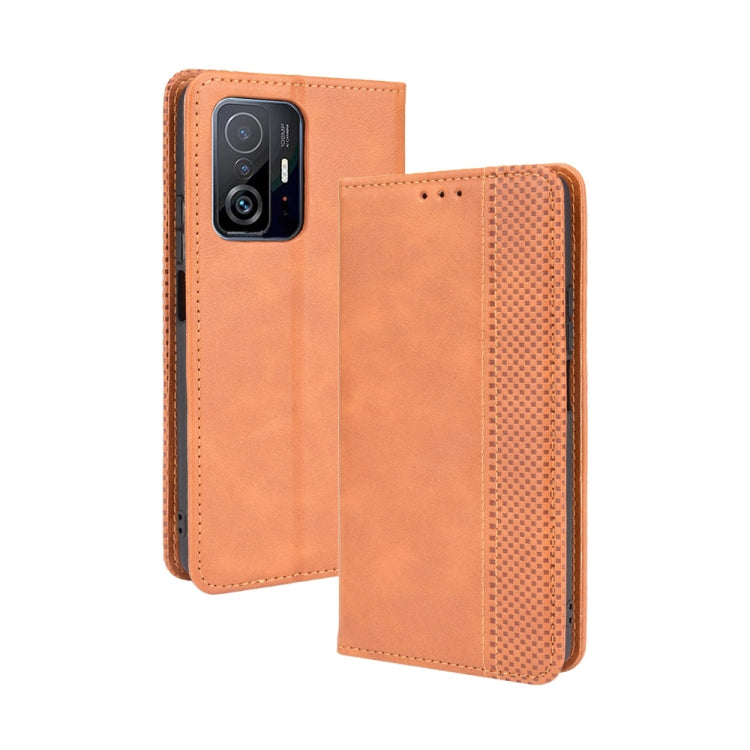 For Xiaomi Mi 11T / 11T Pro Magnetic Buckle Retro Crazy Horse Texture Horizontal Flip Leather Case with Holder & Card Slots & Photo Frame