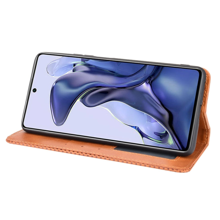 For Xiaomi Mi 11T / 11T Pro Magnetic Buckle Retro Crazy Horse Texture Horizontal Flip Leather Case with Holder & Card Slots & Photo Frame