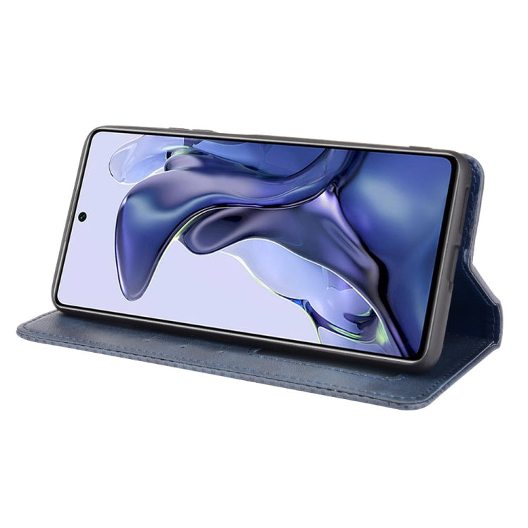 For Xiaomi Mi 11T / 11T Pro Magnetic Buckle Retro Crazy Horse Texture Horizontal Flip Leather Case with Holder & Card Slots & Photo Frame