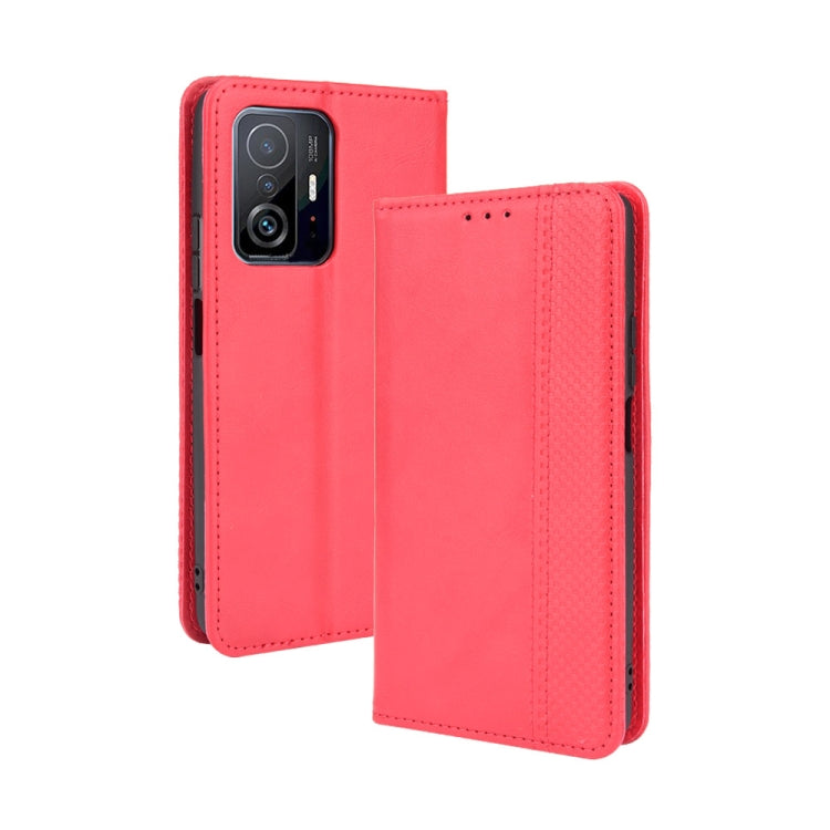 For Xiaomi Mi 11T / 11T Pro Magnetic Buckle Retro Crazy Horse Texture Horizontal Flip Leather Case with Holder & Card Slots & Photo Frame