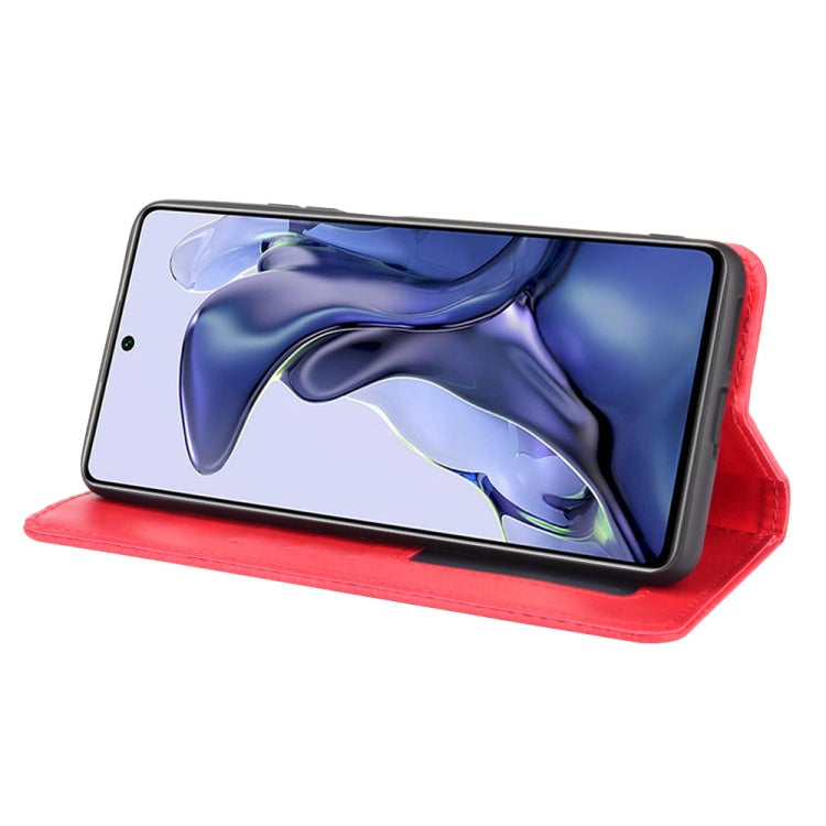 For Xiaomi Mi 11T / 11T Pro Magnetic Buckle Retro Crazy Horse Texture Horizontal Flip Leather Case with Holder & Card Slots & Photo Frame