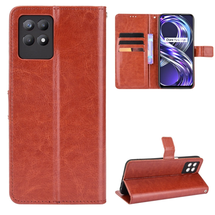 For OPPO Realme 8i Crazy Horse Texture Horizontal Flip Leather Case with Holder & Card Slots & Lanyard