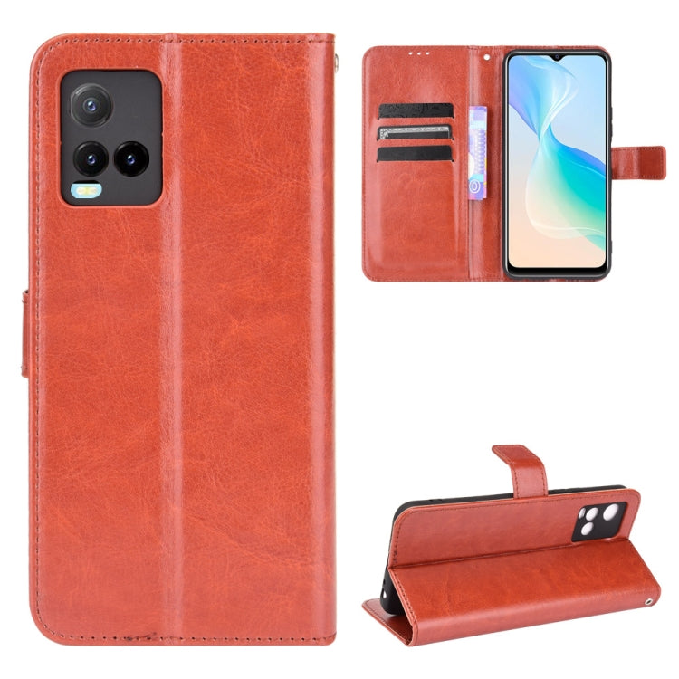 For vivo Y33s / Y21 / Y21s Crazy Horse Texture Horizontal Flip Leather Case with Holder & Card Slots & Lanyard