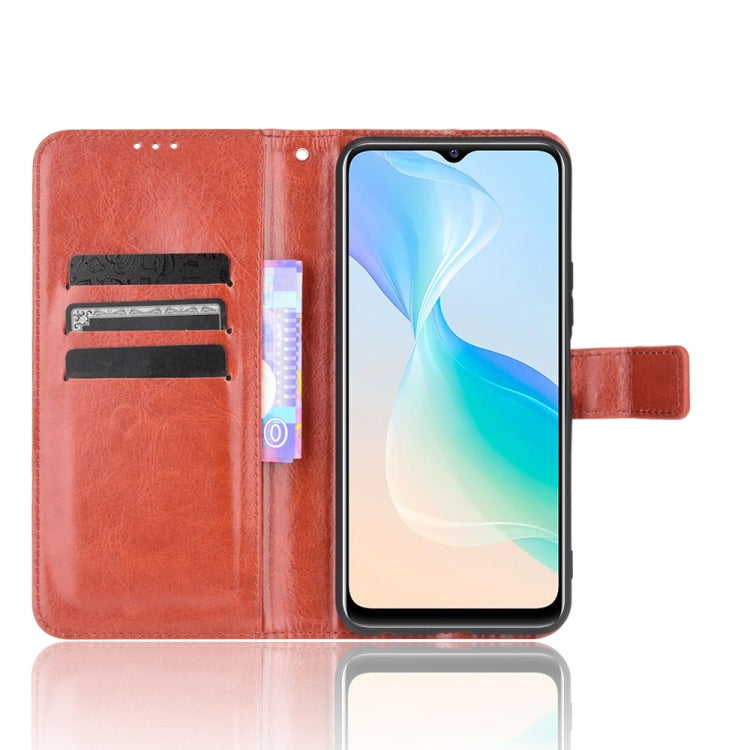 For vivo Y33s / Y21 / Y21s Crazy Horse Texture Horizontal Flip Leather Case with Holder & Card Slots & Lanyard