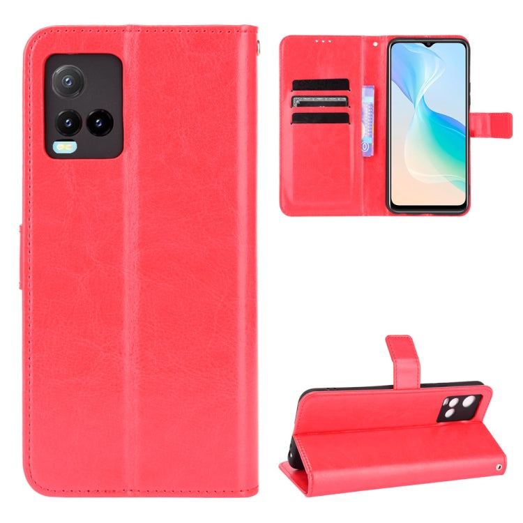 For vivo Y33s / Y21 / Y21s Crazy Horse Texture Horizontal Flip Leather Case with Holder & Card Slots & Lanyard