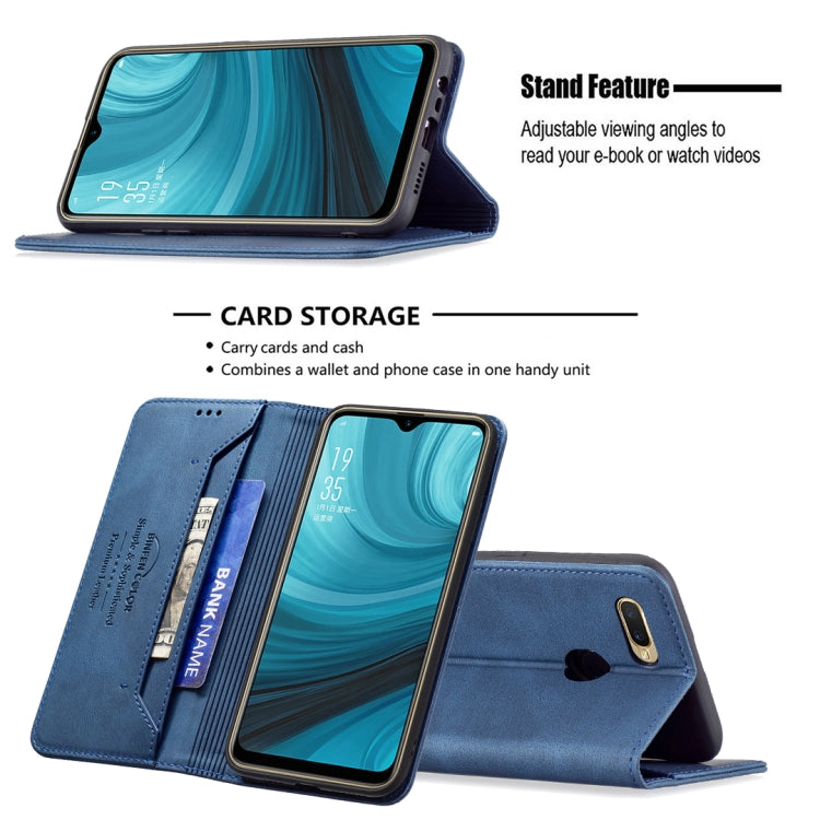 For OPPO A7 Magnetic RFID Blocking Anti-Theft Leather Case with Holder & Card Slots & Wallet