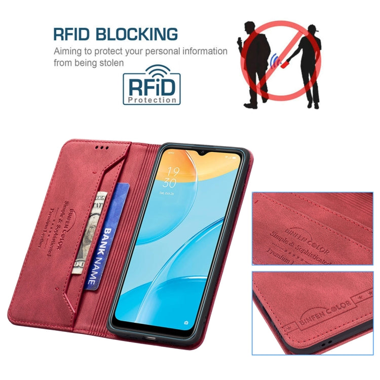For OPPO A15 Magnetic RFID Blocking Anti-Theft Leather Case with Holder & Card Slots & Wallet