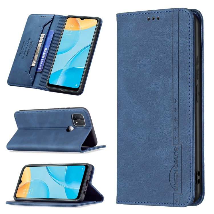 For OPPO A15 Magnetic RFID Blocking Anti-Theft Leather Case with Holder & Card Slots & Wallet