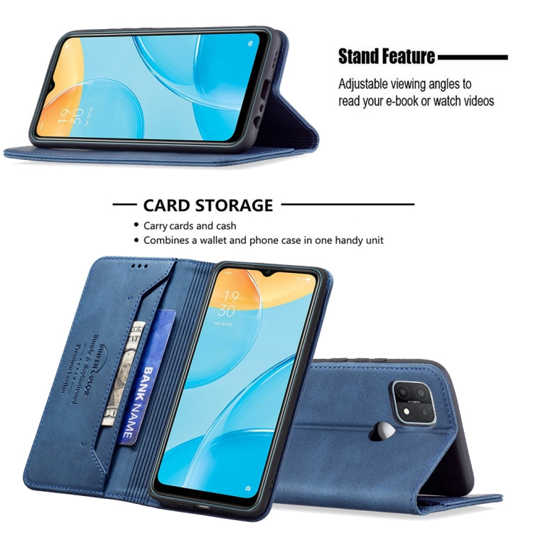 For OPPO A15 Magnetic RFID Blocking Anti-Theft Leather Case with Holder & Card Slots & Wallet