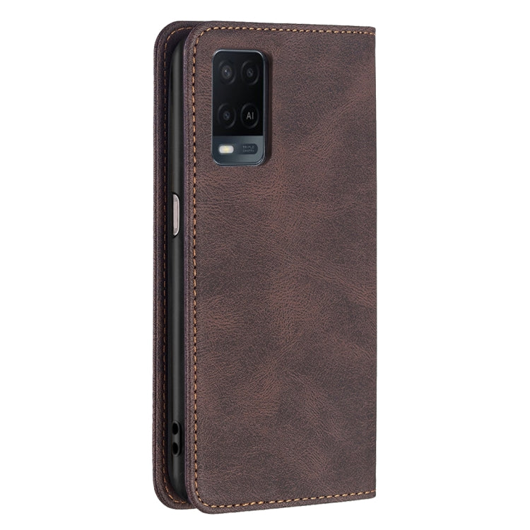 For OPPO A54 4G Magnetic RFID Blocking Anti-Theft Leather Case with Holder & Card Slots & Wallet