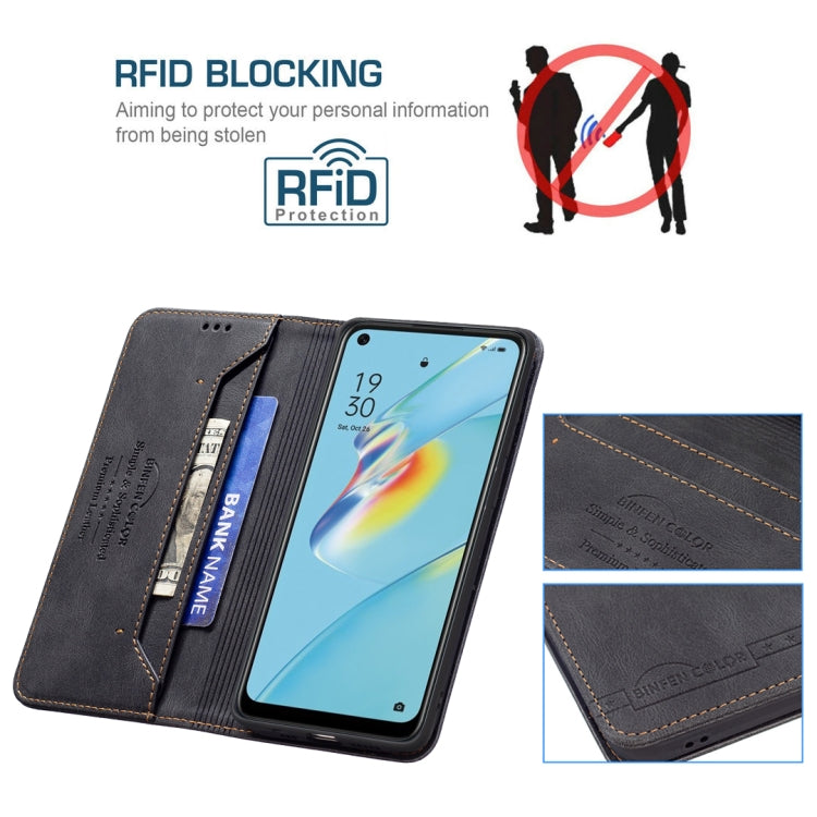 For OPPO A54 4G Magnetic RFID Blocking Anti-Theft Leather Case with Holder & Card Slots & Wallet