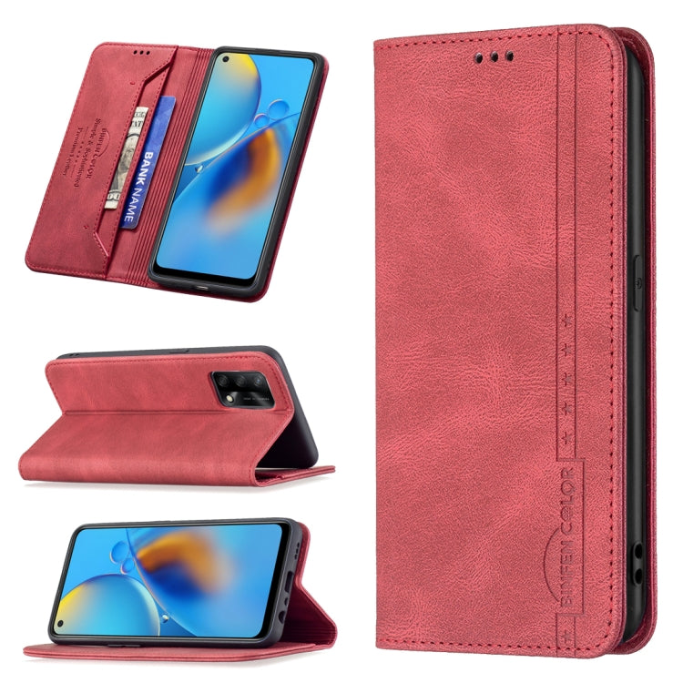 For OPPO A74 4G / F19 4G Magnetic RFID Blocking Anti-Theft Leather Case with Holder & Card Slots & Wallet