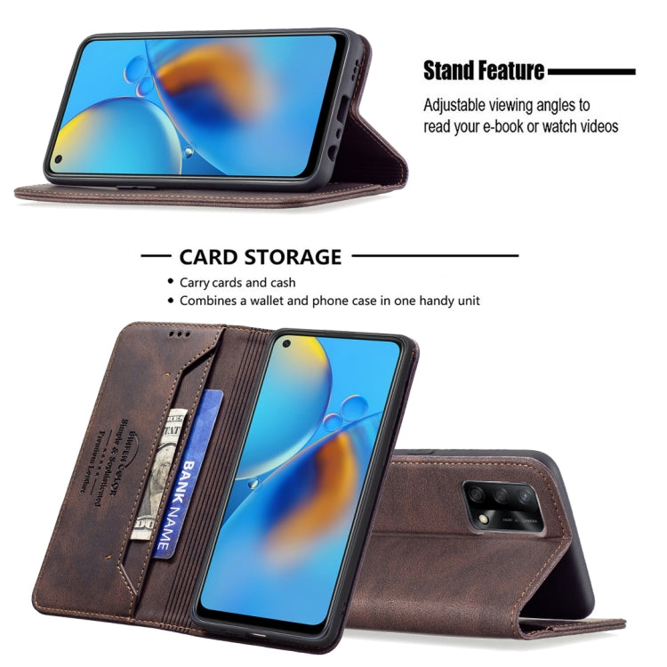 For OPPO A74 4G / F19 4G Magnetic RFID Blocking Anti-Theft Leather Case with Holder & Card Slots & Wallet