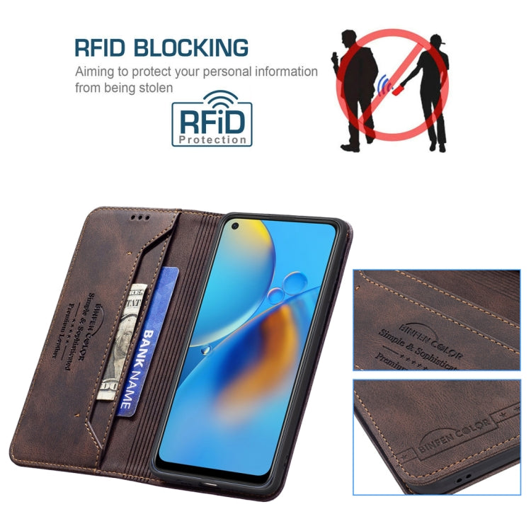 For OPPO A74 4G / F19 4G Magnetic RFID Blocking Anti-Theft Leather Case with Holder & Card Slots & Wallet
