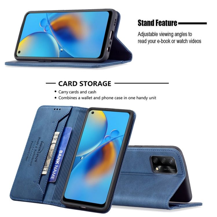 For OPPO A74 4G / F19 4G Magnetic RFID Blocking Anti-Theft Leather Case with Holder & Card Slots & Wallet