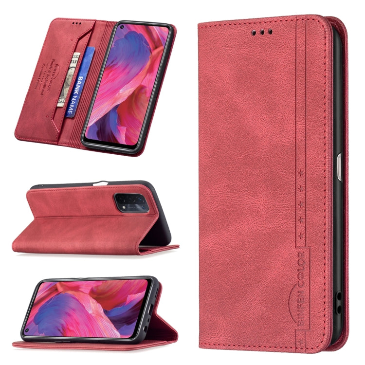 For OPPO A74 5G / A93 5G / A54 5G Magnetic RFID Blocking Anti-Theft Leather Case with Holder & Card Slots & Wallet