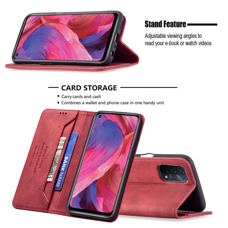 For OPPO A74 5G / A93 5G / A54 5G Magnetic RFID Blocking Anti-Theft Leather Case with Holder & Card Slots & Wallet