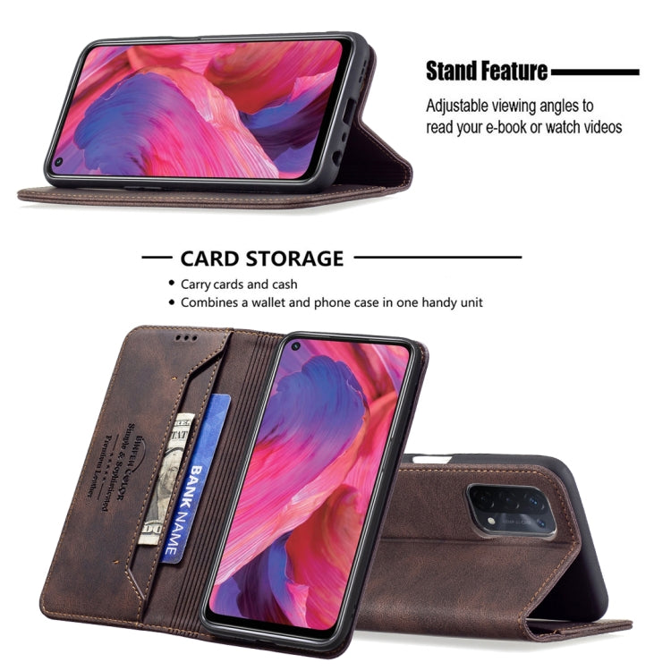 For OPPO A74 5G / A93 5G / A54 5G Magnetic RFID Blocking Anti-Theft Leather Case with Holder & Card Slots & Wallet