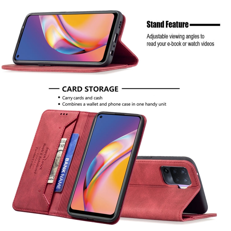 For OPPO A94 4G / Reno5 / F19 Pro Magnetic RFID Blocking Anti-Theft Leather Case with Holder & Card Slots & Wallet