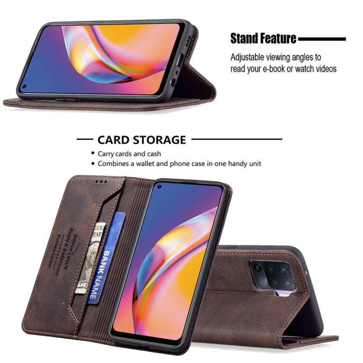 For OPPO A94 4G / Reno5 / F19 Pro Magnetic RFID Blocking Anti-Theft Leather Case with Holder & Card Slots & Wallet