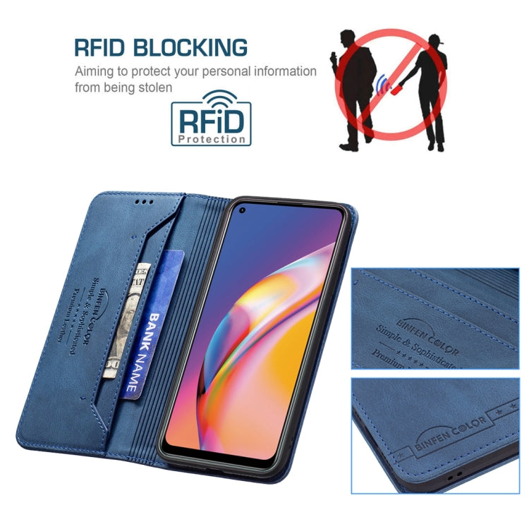 For OPPO A94 4G / Reno5 / F19 Pro Magnetic RFID Blocking Anti-Theft Leather Case with Holder & Card Slots & Wallet
