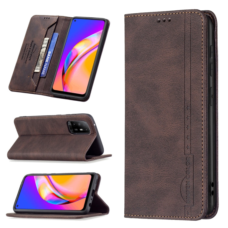 For OPPO A94 5G/F19 Pro Plus/Reno5 Z 5G Magnetic RFID Blocking Anti-Theft Leather Case with Holder & Card Slots & Wallet