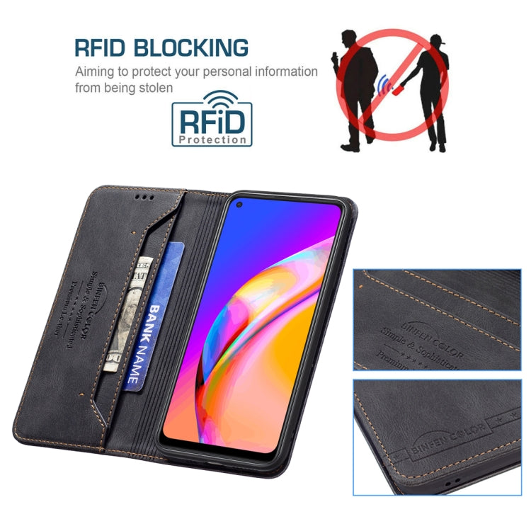 For OPPO A94 5G/F19 Pro Plus/Reno5 Z 5G Magnetic RFID Blocking Anti-Theft Leather Case with Holder & Card Slots & Wallet