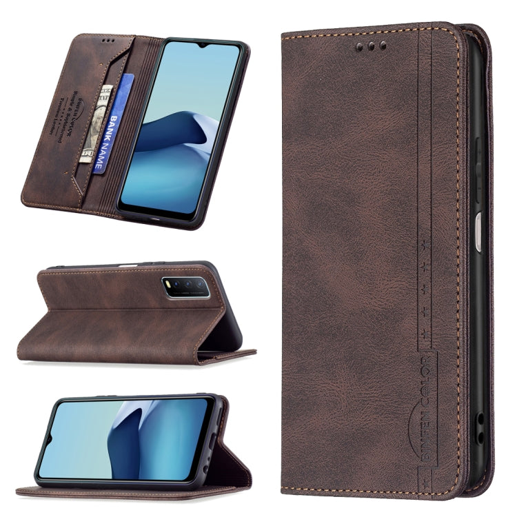 For vivo Y20 Magnetic RFID Blocking Anti-Theft Leather Case with Holder & Card Slots & Wallet