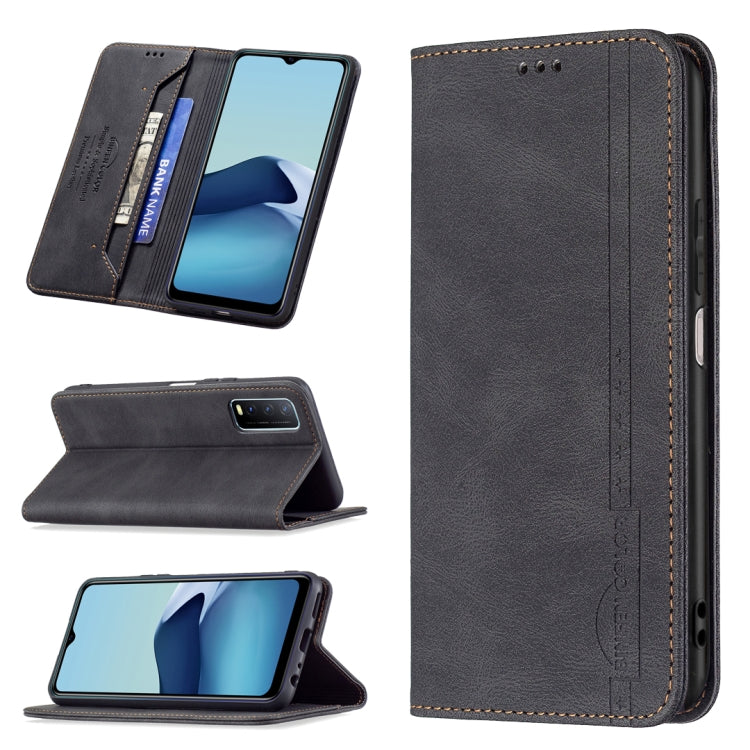 For vivo Y20 Magnetic RFID Blocking Anti-Theft Leather Case with Holder & Card Slots & Wallet