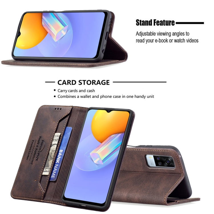 For vivo Y51 2020 / Y51a / Y51s Magnetic RFID Blocking Anti-Theft Leather Case with Holder & Card Slots & Wallet
