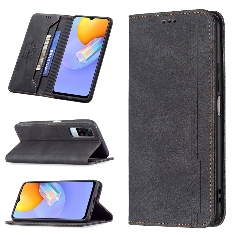 For vivo Y51 2020 / Y51a / Y51s Magnetic RFID Blocking Anti-Theft Leather Case with Holder & Card Slots & Wallet