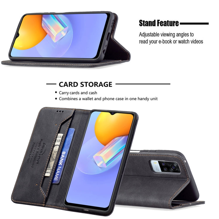 For vivo Y51 2020 / Y51a / Y51s Magnetic RFID Blocking Anti-Theft Leather Case with Holder & Card Slots & Wallet