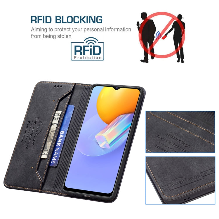 For vivo Y51 2020 / Y51a / Y51s Magnetic RFID Blocking Anti-Theft Leather Case with Holder & Card Slots & Wallet