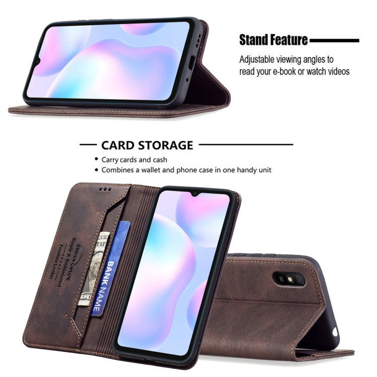 For Xiaomi Redmi 9A Magnetic RFID Blocking Anti-Theft Leather Case with Holder & Card Slots & Wallet