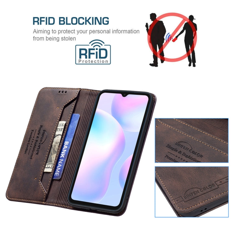 For Xiaomi Redmi 9A Magnetic RFID Blocking Anti-Theft Leather Case with Holder & Card Slots & Wallet