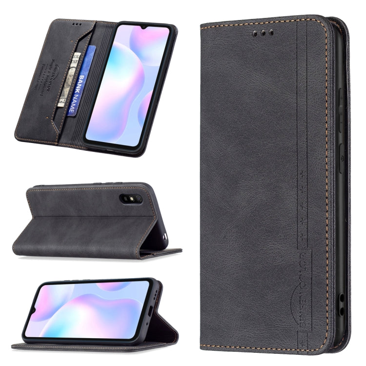 For Xiaomi Redmi 9A Magnetic RFID Blocking Anti-Theft Leather Case with Holder & Card Slots & Wallet