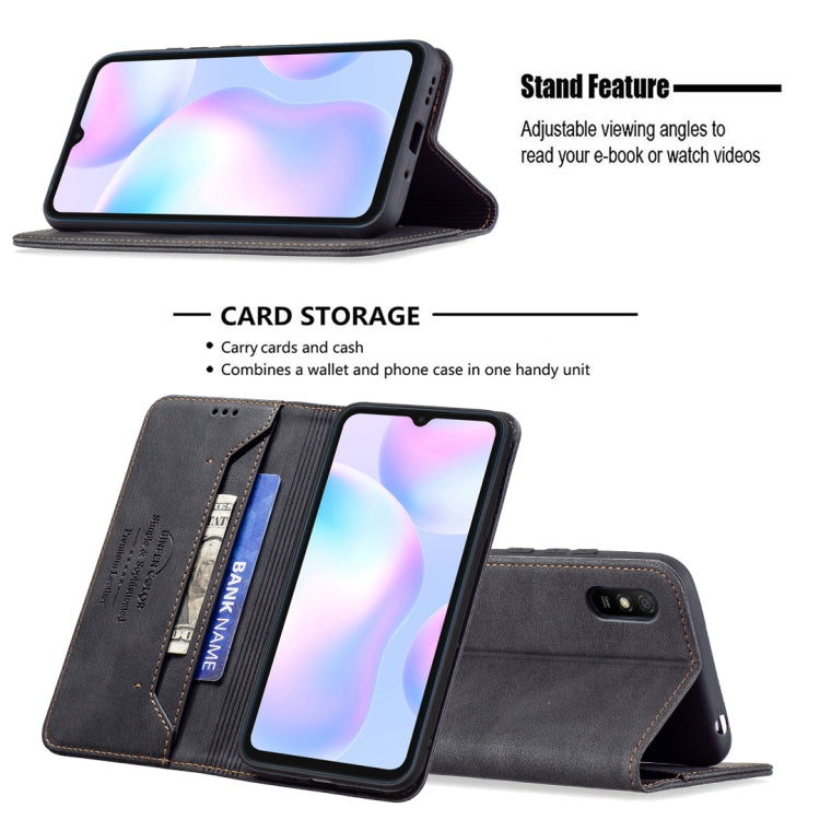 For Xiaomi Redmi 9A Magnetic RFID Blocking Anti-Theft Leather Case with Holder & Card Slots & Wallet