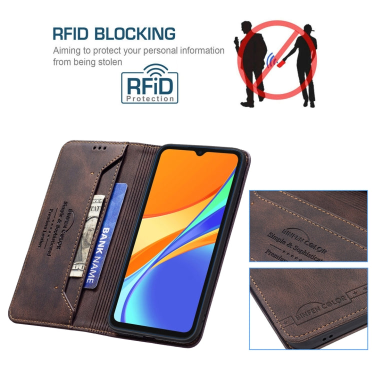 For Xiaomi Redmi 9C / Poco C31 Magnetic RFID Blocking Anti-Theft Leather Case with Holder & Card Slots & Wallet