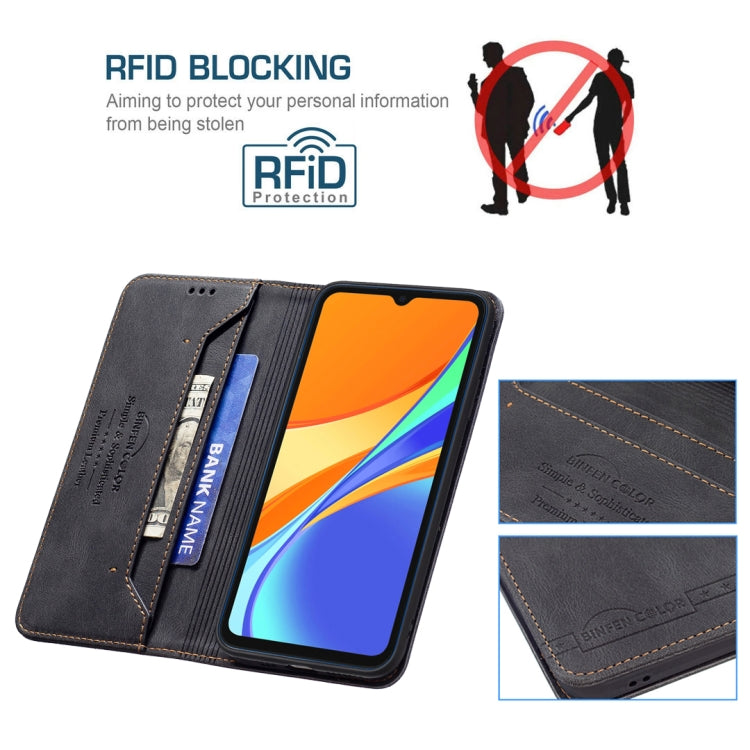 For Xiaomi Redmi 9C / Poco C31 Magnetic RFID Blocking Anti-Theft Leather Case with Holder & Card Slots & Wallet