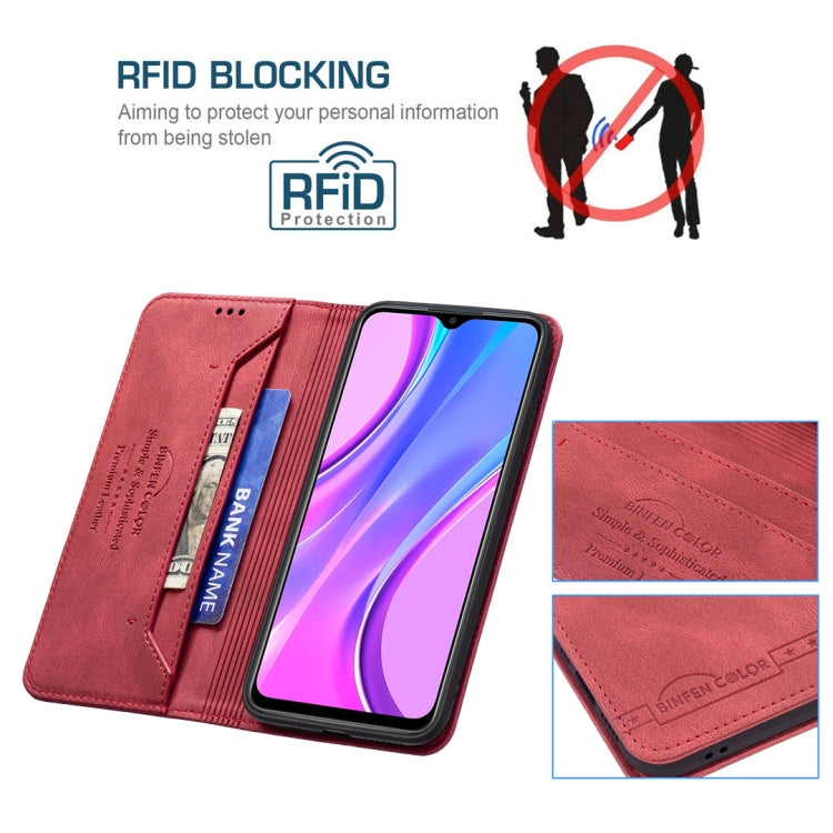 For Xiaomi Redmi 9 Magnetic RFID Blocking Anti-Theft Leather Case with Holder & Card Slots & Wallet