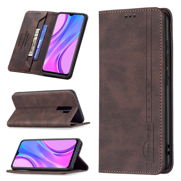 For Xiaomi Redmi 9 Magnetic RFID Blocking Anti-Theft Leather Case with Holder & Card Slots & Wallet