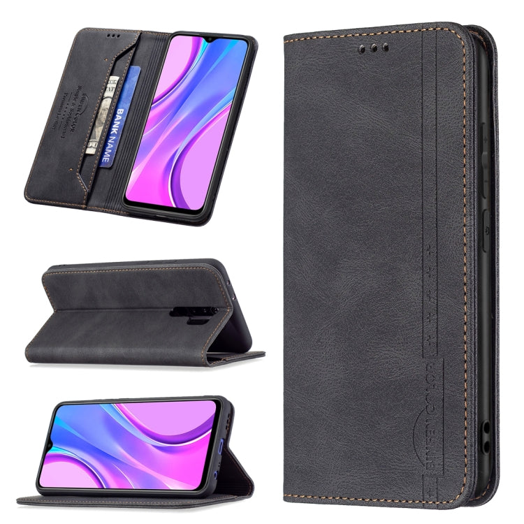 For Xiaomi Redmi 9 Magnetic RFID Blocking Anti-Theft Leather Case with Holder & Card Slots & Wallet