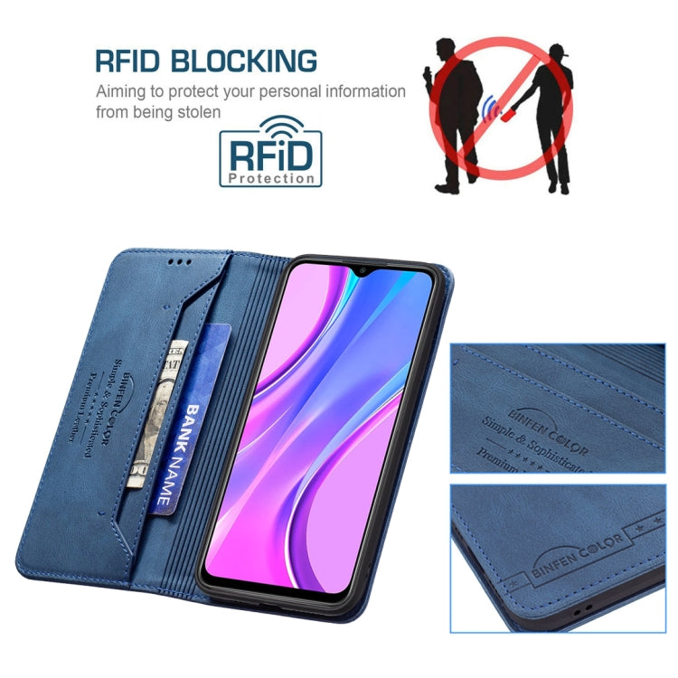 For Xiaomi Redmi 9 Magnetic RFID Blocking Anti-Theft Leather Case with Holder & Card Slots & Wallet