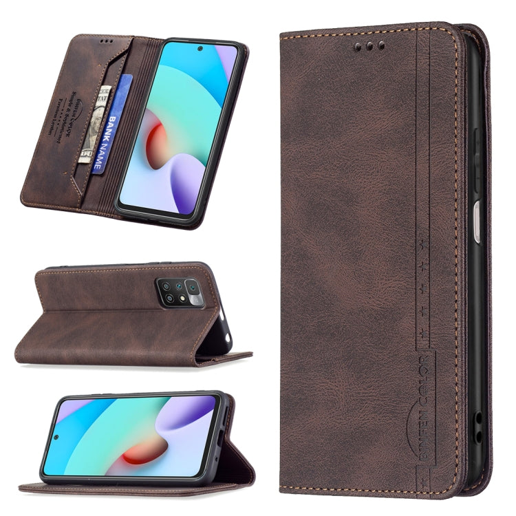 For Xiaomi Redmi 10 Magnetic RFID Blocking Anti-Theft Leather Case with Holder & Card Slots & Wallet