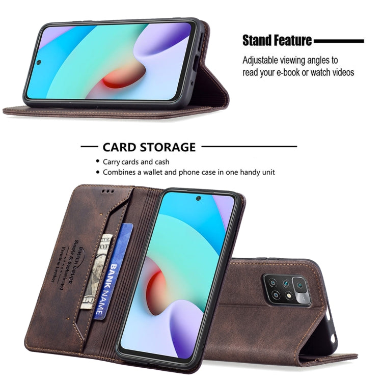 For Xiaomi Redmi 10 Magnetic RFID Blocking Anti-Theft Leather Case with Holder & Card Slots & Wallet