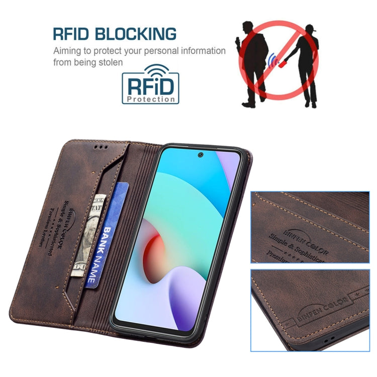 For Xiaomi Redmi 10 Magnetic RFID Blocking Anti-Theft Leather Case with Holder & Card Slots & Wallet