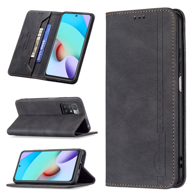 For Xiaomi Redmi 10 Magnetic RFID Blocking Anti-Theft Leather Case with Holder & Card Slots & Wallet